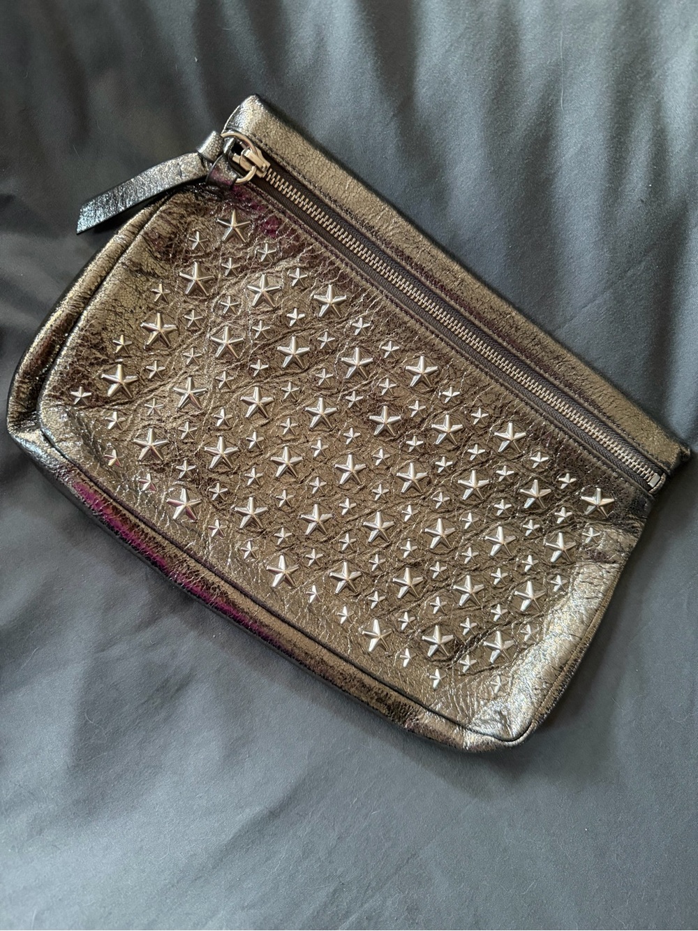 Jimmy Choo Metallic Filipa Star-Studded Clutch